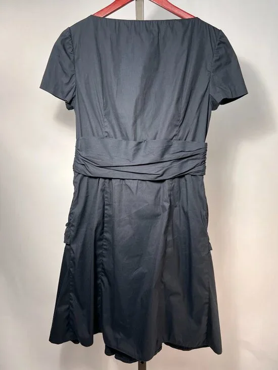 Prada Charcoal Black Criss Cross Drape Mini Swing Dress - Picture 2 of 5